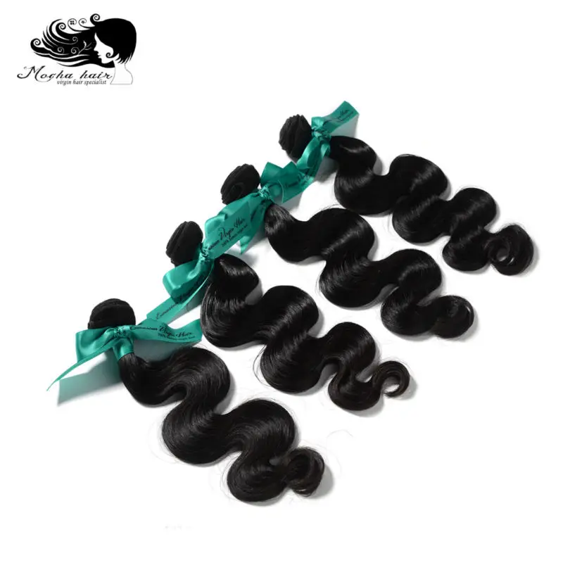 Cor da Extensão do Cabelo Corpo Onda Cabelo Mocha Europeu 12 Polegada-26 Polegada Natureza Virgem 100% Humano Tece 10a 8 Apliques e perucas
