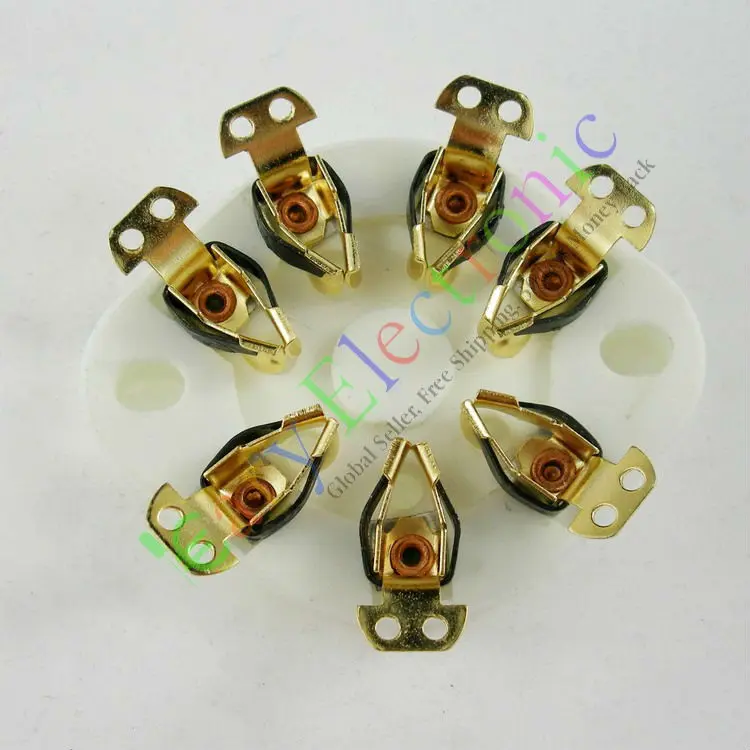 Cayyi 2pc 7Pin Red Bakelite Vacuum Tube sockets Saver base HIFI audio amplifier radio