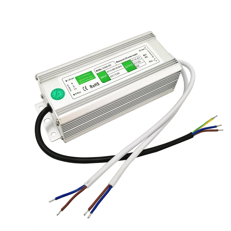 IP67 Водонепроницаемый светодиодный блок питания 12 v 80 W 6.6A для вождения светодиодный свет AC110-260 Вход AC/DC 12 V Выход импульсный источник питания светодиодного табло