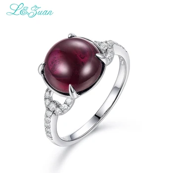 

l&zuan Beautiful Accessories 925 Sterling Silver Natural Garnet Red Stone Ring Fashion Jewelry For Women Wedding Bands 1478