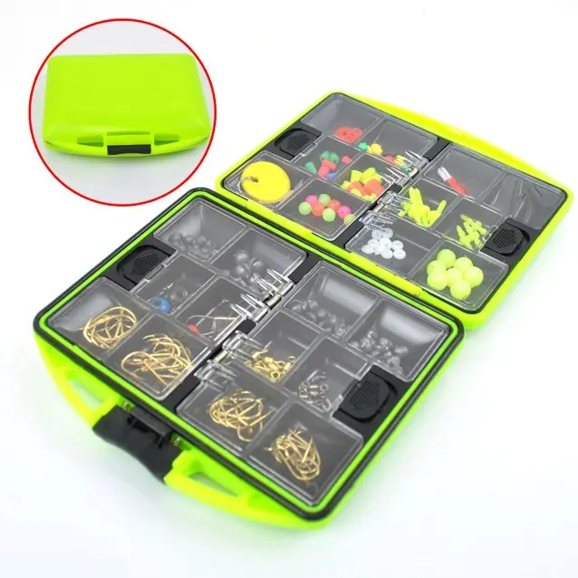 1SET Pack Fishing Tackle Box Utility Box Hooks Swivels 1Set Assorted Tackle Saltwater Tool Box Jig Hooks Fishing Accessories