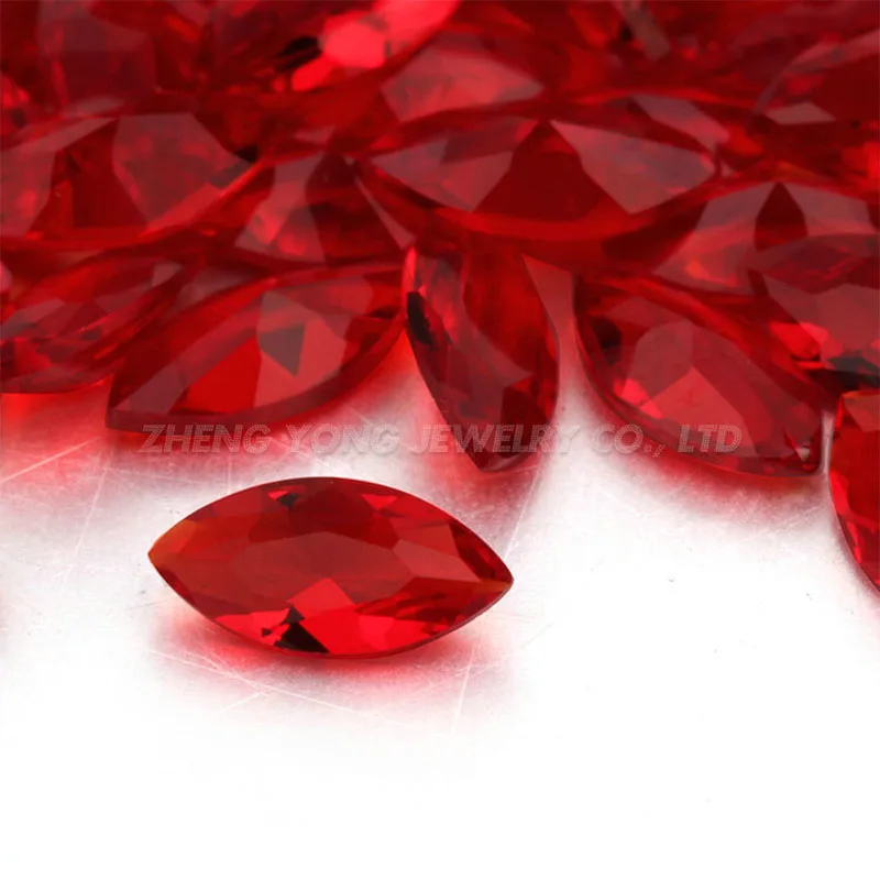 Factory Price 2x4mm-4x8mm Marquise Red Gemstones Loose Glass Artificial Stone for Jewelry