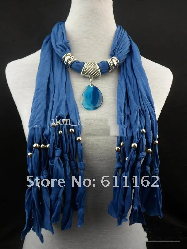 Модный шарф синий ювелирный кулон ожерелье женские мягкие очаровательные шарфы ювелирные изделия Смешанный дизайн цвет 24 шт