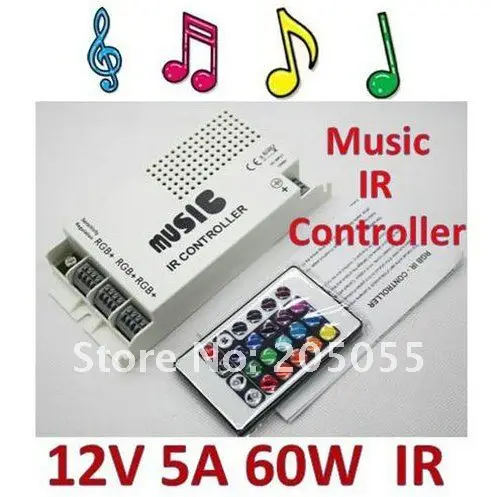 IR Music Controller Sound Sensitive LED control 9 Channels for LED Strip RGB Color Changing Input 60W DC 12V controller