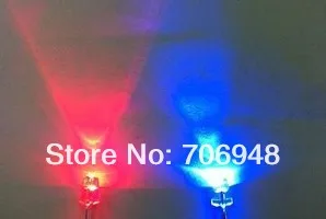 200 шт./лот 3 мм biocolor светодиодов, красный/синий цвет, неполярность двухцветный светодиод