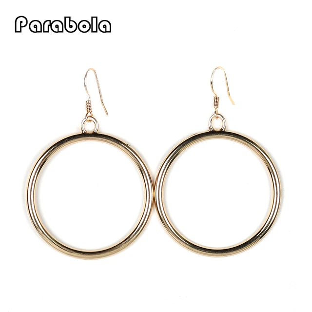 Parabola Women S Double Sided Circle Round Mive Hoop Earrings Parabola Women S Double Sided Circle Round Mive Hoop Earrings Gold Color Hanging Aros Statement Fashion Jewelry