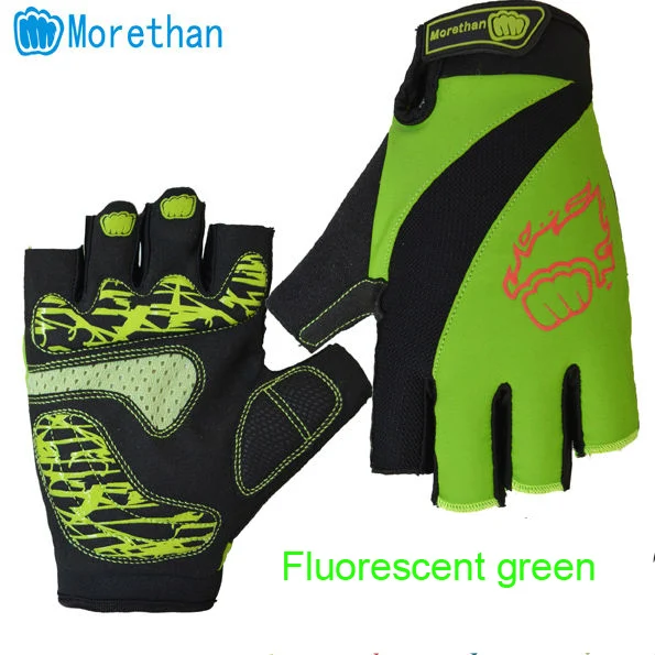Fluorescent Green Перчатки для велоспорта Morethan, гелевые перчатки с полупальцами для женщин и мужчин, перчатки для горного велосипеда, дышащие велосипедные аксессуары, весенние перчатки для велоспорта - Цвет: Fluorescent Green
