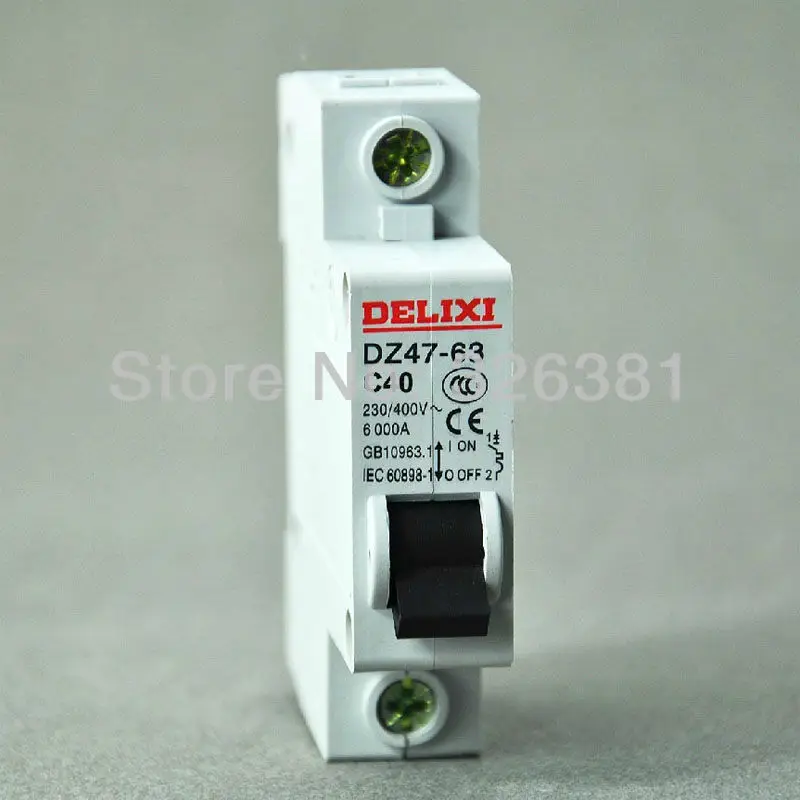 DZ47-63 C40 1 P 40A AC230/400 В бытовые мини-воздушный выключатель автоматический выключатель Сделано в Китае выключатель DELIXI