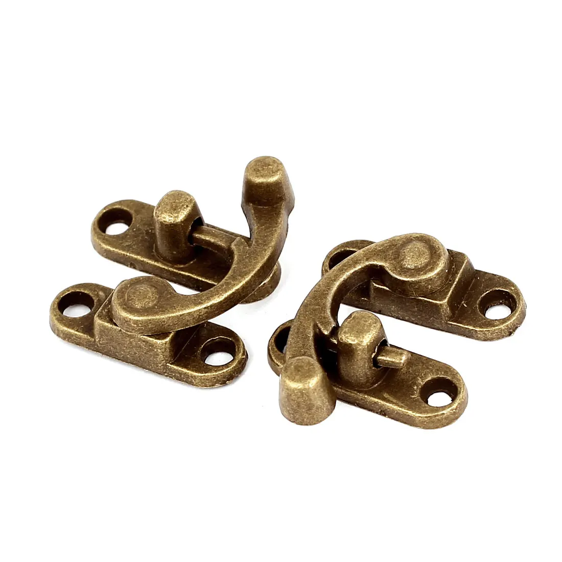 

Swing Bag Chest Case Box Clasp Closure Left Latches Lock Bronze Tone 2 Sets