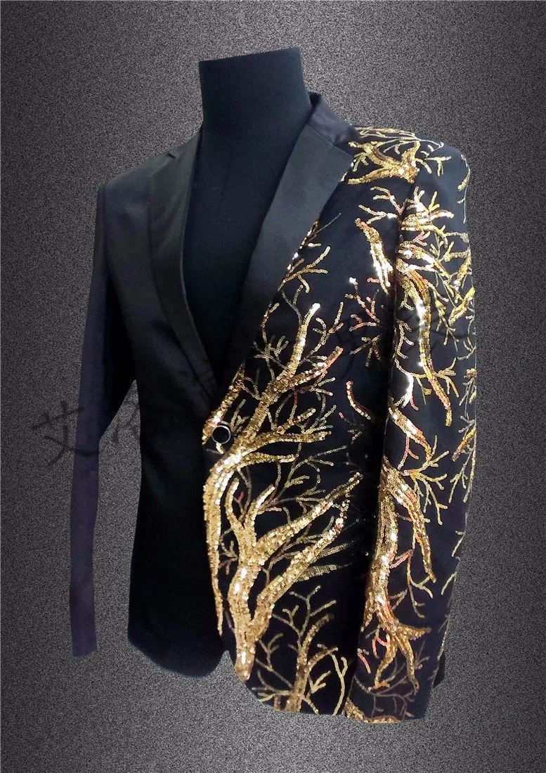 S-5XL Новинка Мужской модный тонкий DJ блейзер для перформенса bigbang костюм с блестками хост плюс размер певица костюмы одежда