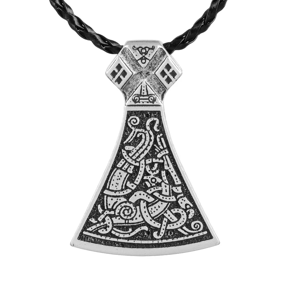 

10pcs Norse Vikings Legendary Mammen Axe Pendant Mammen Style Large Axe Sekira Amulet Viking Nordic Talisman Pendant Necklace