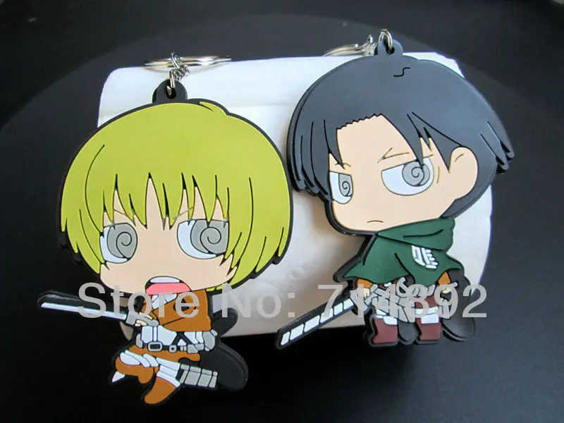 500 шт. фигурки Титанов брелки Levi/Mikasa/Armin/Eren/Titan ПВХ игрушки DHL/FedEx