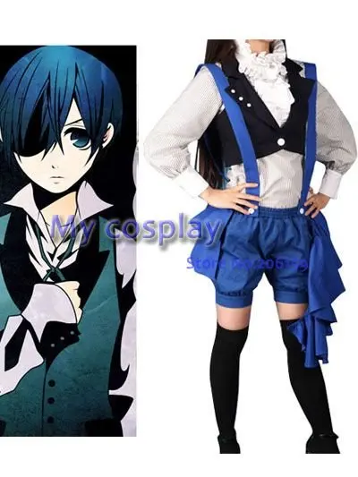 Аниме Black Butler Косплэй-черный Батлер ciel детская Для женщин Детский костюм для вечеринок Косплэй-бесплатная доставка