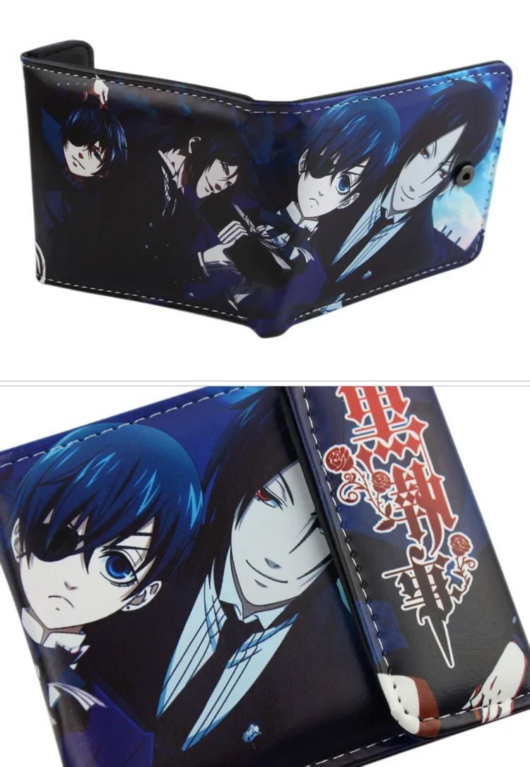 Черный Дворецкий PU короткий кошелек Себастиан микаелис Ciel Phantomhive raven sign type B