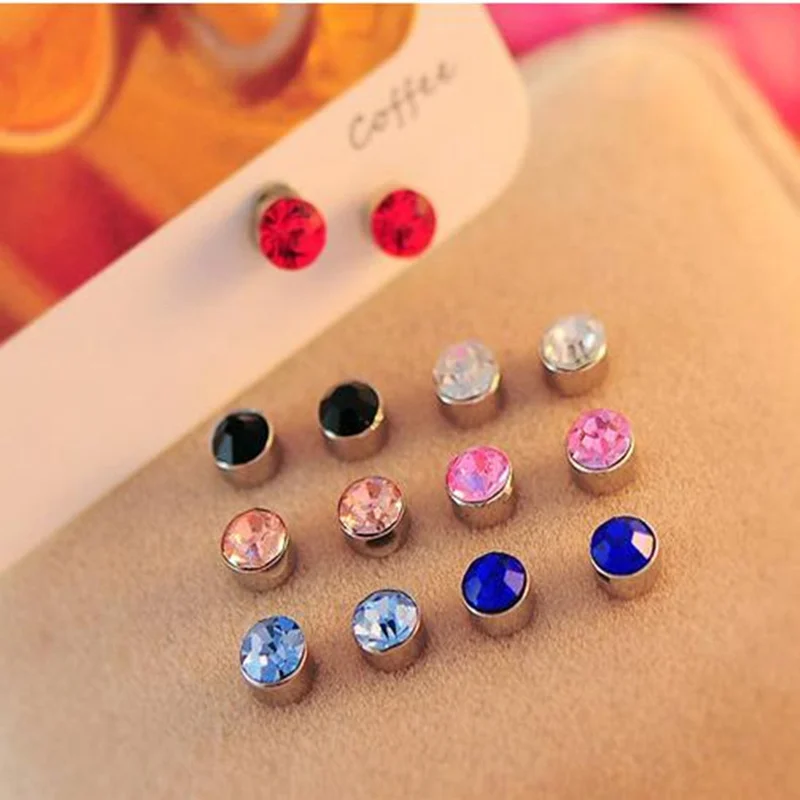 LASPERAL Colorful Rhinestone Round Stud Earrings for Girls