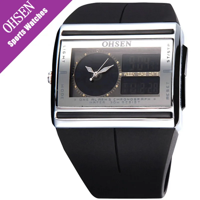 OHSEN Rectangle Wristwatches Hot Water Resistant font b Sport b font Digital font b Watches b
