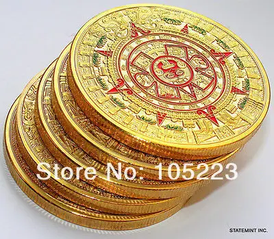 50 шт./лот DHL Бесплатная доставка 1 унц. MINT МАЙЯ AZTEC БОГИ 24 К. 999 ЗОЛОТО одетые МОНЕТА ПРОРОЧЕСТВО КАЛЕНДАРЬ Doomsday 2012