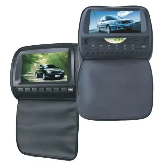 Clearance shipping free 2x9 inch headrest car dvd with digital screen and with zipper cover+IR wirelss headphone 32bit game+IR+USB+SD+FM 0