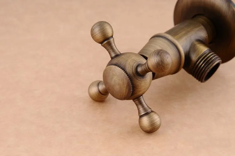 Запчасти для смесителей Водопроводные краны 1/2 "x 1/2" античная латунь Ванная комната угол остановить Клапан холодной и горячей заполнения