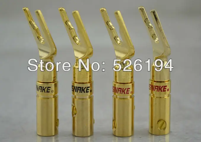Бесплатная доставка 4 шт Золото Змея Spade Plug Spade адаптер