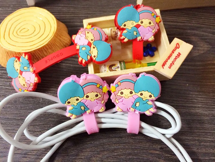 50pcs/lot Cute Cartoon Cable Winder Earphone Winder Silicone Cable Wire Organizer Data Cable Cord Holder Free shipping