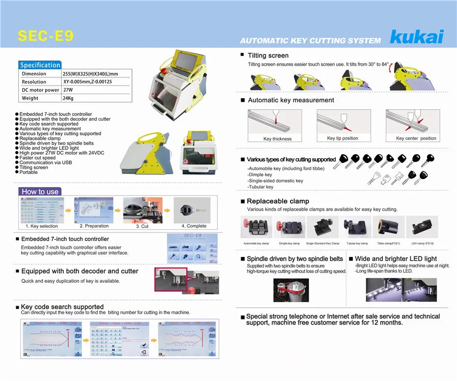 The Catalog of SEC-E9 key cutting machine