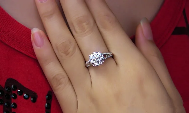Аутентичное Moissanite проверьте Настоящее Белое золото кольцо 3CT Moissanite бриллиантовое кольцо сердца и стрелы 18 K Женское Обручальное кольцо невесты