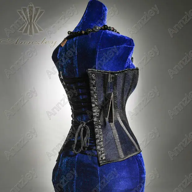 Steel Bonings Black Mesh Summer Corset Top For Waist Training (3)