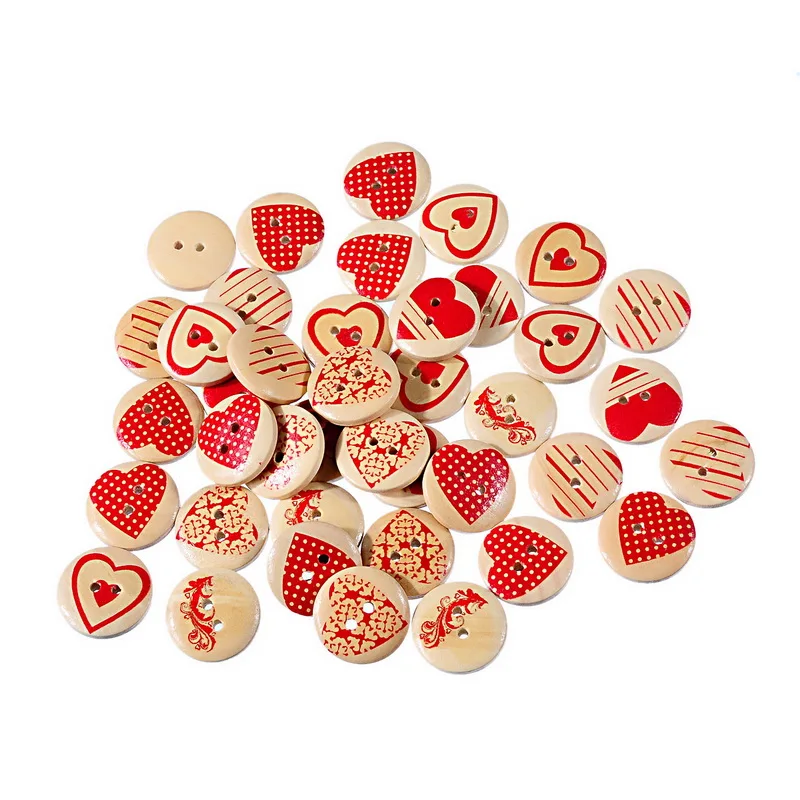 

FUNIQUE Mixed 50PCs Wooden Buttons Scrapboking Decoration Buttons For Children Printing Sewing Accessories Round Flatback 20mm