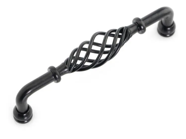 Iron  Birdcage Cabinet Pull Handle Matte Black Finish (C.C.:128mm,Length:145mm)