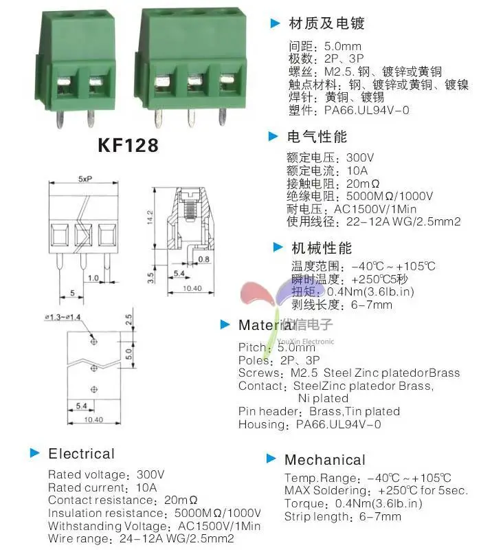 KF128 5,08 мм 2 P 3 P разъемы 300 V/10A привязки пост барьерные Клеммники