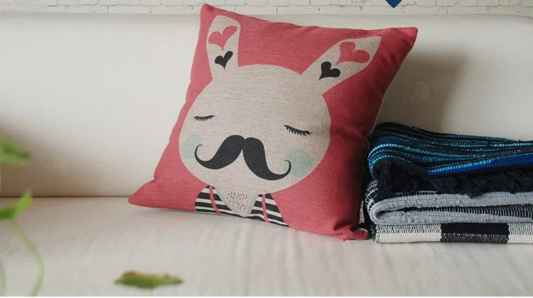 Модные носки с мультяшной бородой, подушка с кроликом льняная наволочка Мультяшные подушки для дивана и в автомобиль