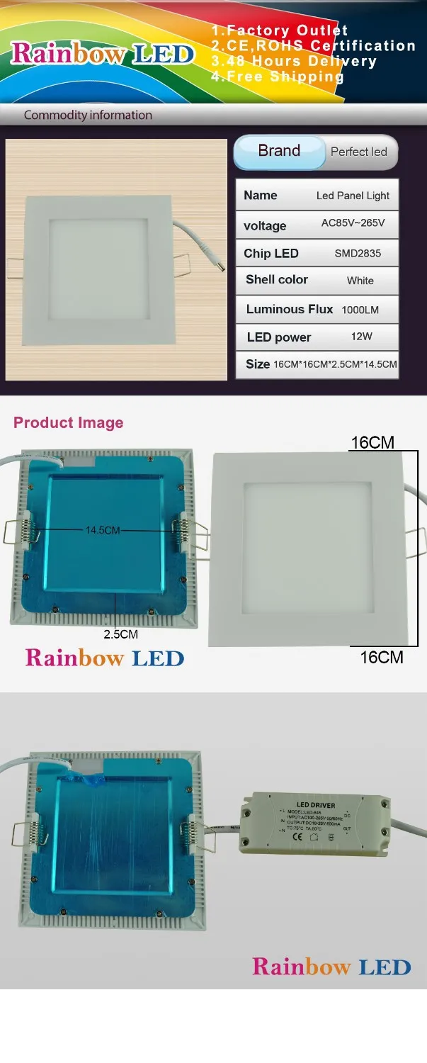 Продвижение ccc, ce, Cqc, Emc, Fcc Gs Lvd Pse квадратный Панель свет 2835led(60 шт.) Ac85v~ 265c) 1000lm потолка