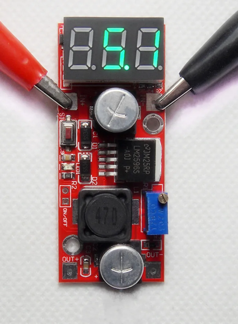 LM2596 DC-DC Регулируемый понижающий модуль питания понижающий преобразователь трехцветный светодиодный вольтметр/кнопочный переключатель [6 шт./лот]