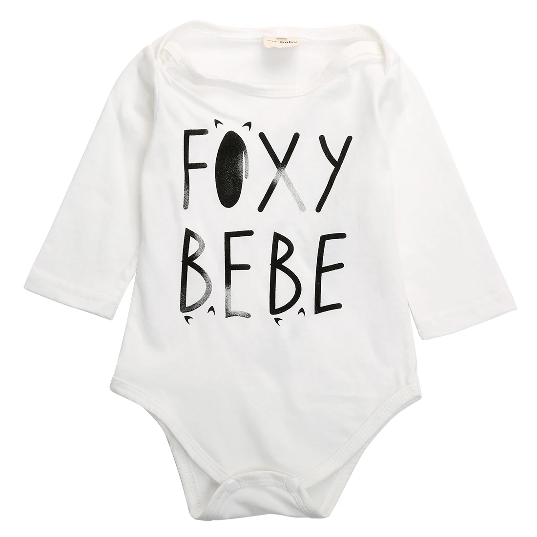 Size 80 Модное и повседневное хлопковое белое боди с длинными рукавами и принтом BEBE для новорожденных мальчиков и девочек 0-18 месяцев - Цвет: Size 80