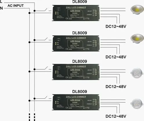DC12-48V Dali диммер и светодиодный драйвер W/220 V сенсорный Dim 1 канал постоянного тока Модель выхода: DL8009
