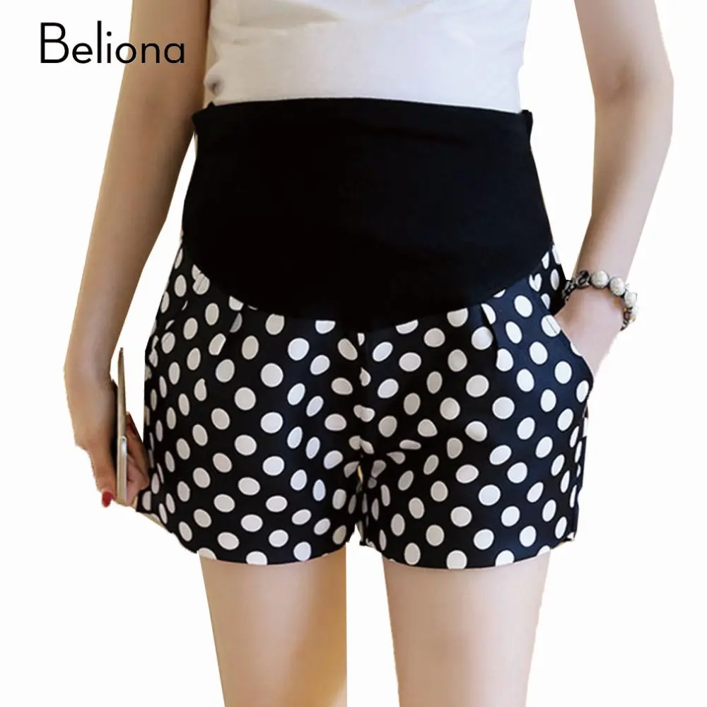 Summer Fashion Polka Dot Maternity Shorts with High Waist Pregnancy