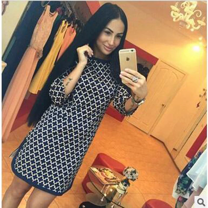 2017 fall and winter of foreign trade of the new printing Slim font b dress b