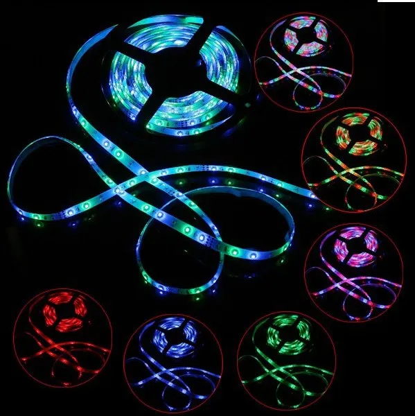 5 м 3528-Водонепроницаемый SMD Светодиодные ленты 300 светодиодов 5 м 3528 RGB LED контроллер 24 клавиш + 12V2A Мощность адаптер