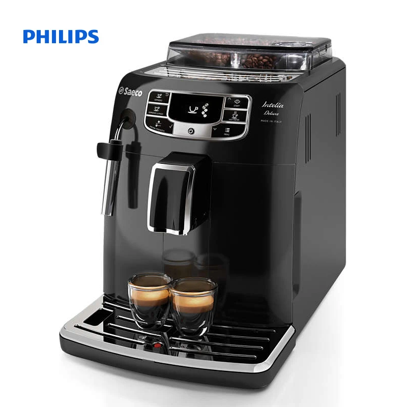 Saeco Intelia Deluxe Super automatic espresso machine Milk Frother Glossy Black 10 step