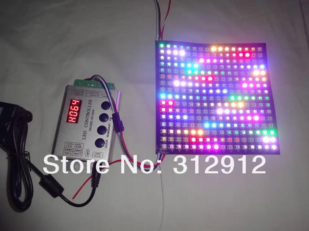 16*16 пикселей WS2812B светодиодный цифровой (WS2811 IC управлением) Flex панели, размер: 17 см * 17 см, DC5V вход (может сделать подгонять размер)