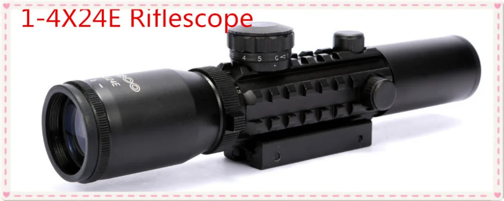 

Free shipping Tactical airsoft Illuminated Optics 1-4X24 E Rail Hunting Shooting Scope Telescopic Gunsight Riflescope