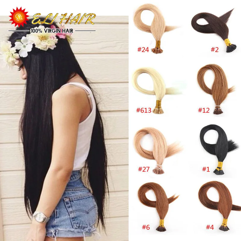18 20 22 24 Keratin ITip font b Hair b font Extension 100 font b Virgin