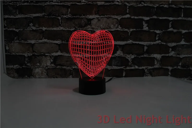 3D Vision Illusion Sweet Heart Предметы Прикладного Искусства Привело Ночные Огни с FCC и RoHS Сертификат YJM-2910