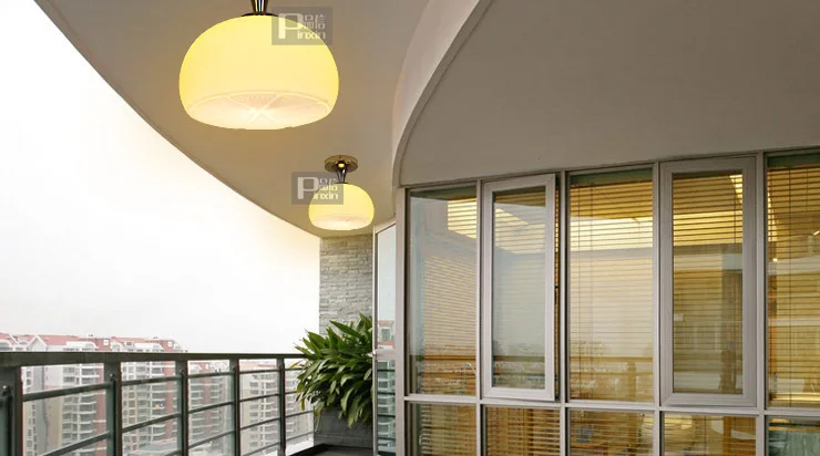 Современный детский стеклянный, для спальни лимонный потолочный светильник Гостиная; зал лампа желтый лимон балкон проходной потолок прихожей лампа