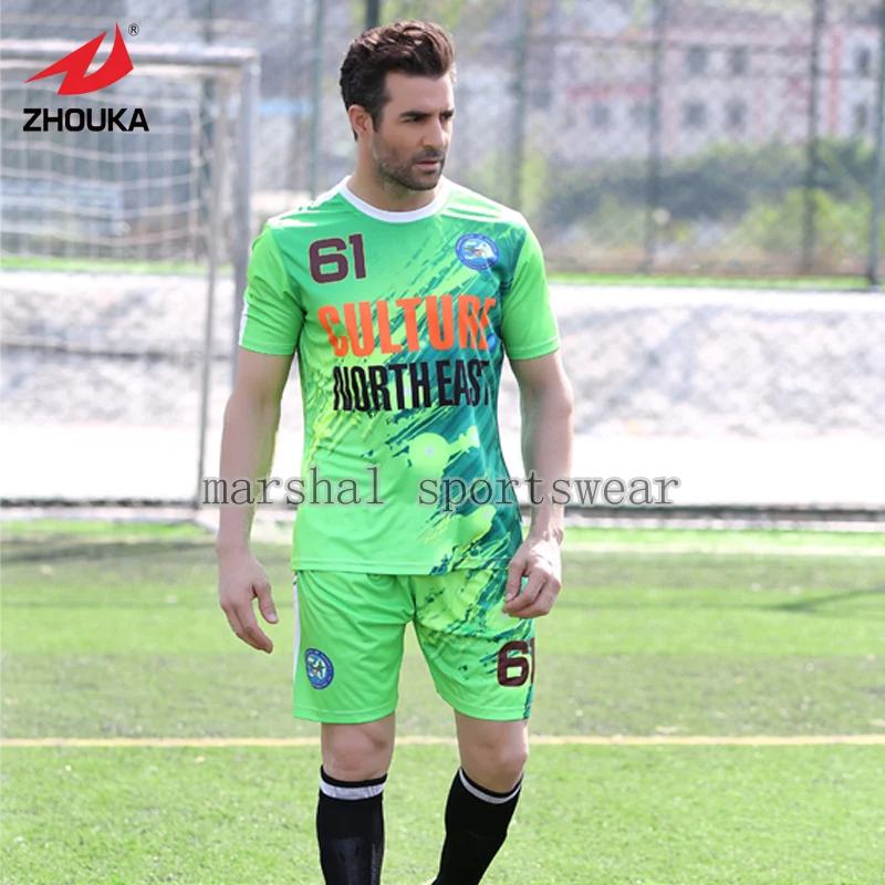 

Wholesale Football jersey 2019 Newest Design Fully Sublimation Sportswear Set Breathable Quick Dry Custom Soccer Jerseys For Men