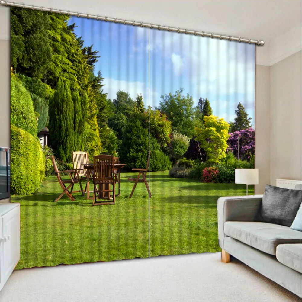 

Photo Customize size spring scenery 3D curtains home decor decoration curtains for living room custom curtains