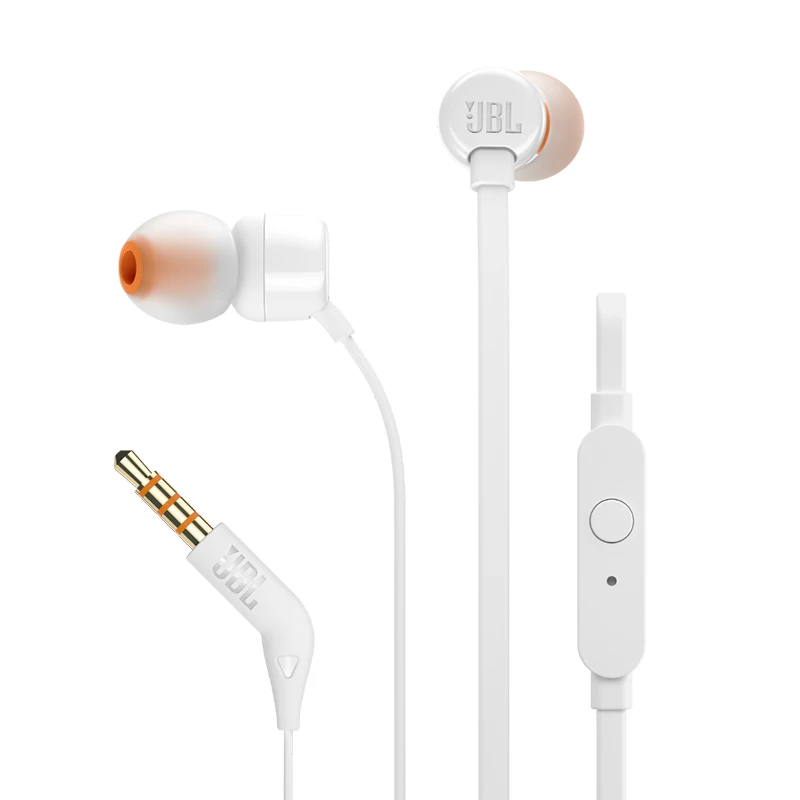 White Внутриканальные наушники с микрофоном JBL T110 - Цвет: White