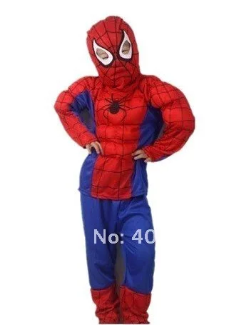 Красный 3-7years вечерние Дети комиксов Marvel Человек-паук мышцы Хеллоуин костюм, Карнавальный костюм для мальчиков Бесплатная доставка