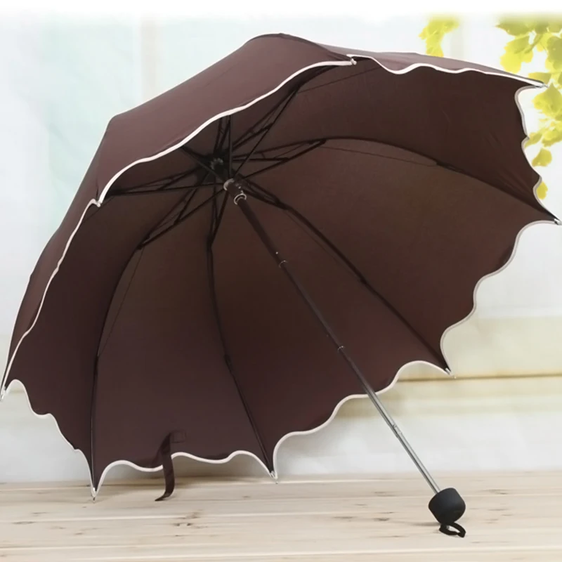 Высокое качество Радуга Мода Три-складной Анти-УФ солнце/дождь палка зонтик ручной большой зонтик
